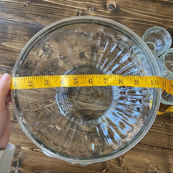 Dining Vintage Crystal Glass Punch Bowl Plus 1 Mug Set